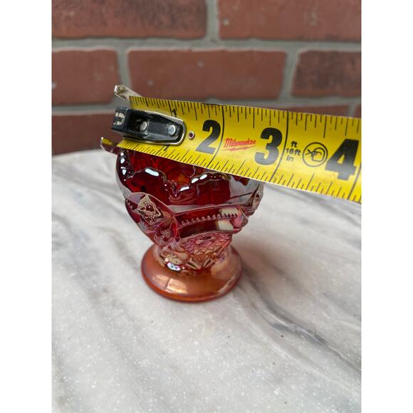 Fenton Style Ruby Red Carnival Glass Daisy Button Toothpick Holder 3" Votive - Picture 3 of 6